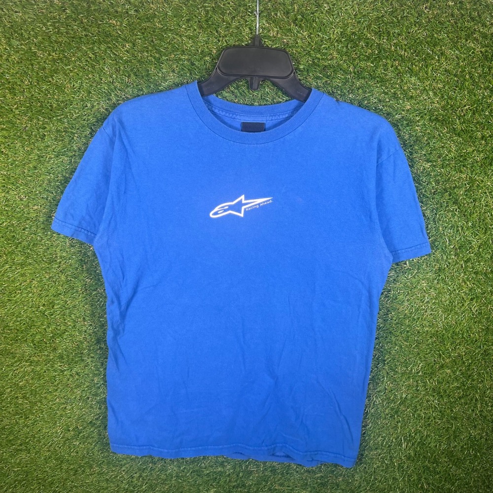 Alpinestars Racing Ahead Blue Graphic T-Shirt Mens Small S Short Sleeve Tee